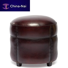 Traditional pouf fabricleatherround