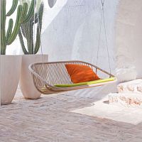 Wooden garden swing seat SWINGstainless steelpolyesterwith removable cushion