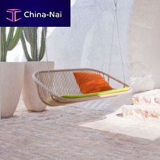 Wooden garden swing seat SWINGstainless steelpolyesterwith removable cushion