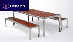 Contemporary table and bench set ALFRESCO DURASLAT metalwoodenoutdoor