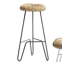 Contemporary bar stool DONUTstrawmetal base3-legged