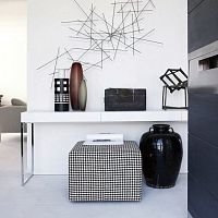 Contemporary pouf P60fabricleathersquare