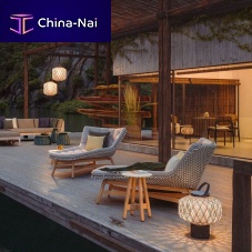 Contemporary sun lounger MBRACE fabricteaksynthetic fiber