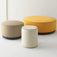 Contemporary pouf AGORfabricleatherround