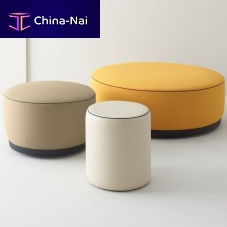 Contemporary pouf AGORfabricleatherround