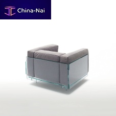 Contemporary armchair CRYSTAL LOUNGE fabricglasstransparent