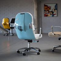 Original design chair SCOOTERindoorleatherchromed metal base