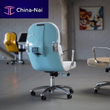 Original design chair SCOOTERindoorleatherchromed metal base