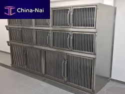 Modular veterinary cage stainless steelon casters