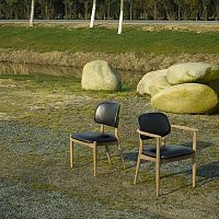 Contemporary chair SLOWindoorsolid woodleather