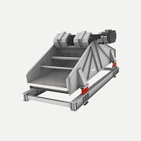 Linear vibrating screener for bulk materialsinclined