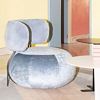 Contemporary fireside chair BABY GEOfabricwoodenmetal