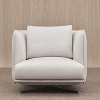 Contemporary armchair SERENEfabricwoodenwith removable cover