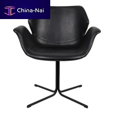 Contemporary armchair NIKKI synthetic leatherpowder-coated steelblack