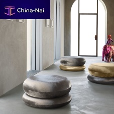 Contemporary ottoman BUBBLEfabricleatherround