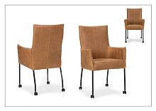 Contemporary armchair AUCKLANDleatherfabricon casters