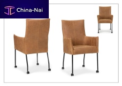 Contemporary armchair AUCKLANDleatherfabricon casters
