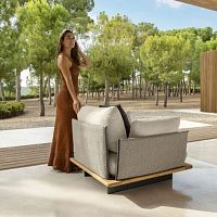 Contemporary armchair VENICE fabricwoodenwith removable cushion