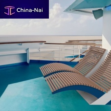 Contemporary sun lounger DOVEwoodengalvanised steelpainted steel