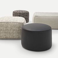 Contemporary ottoman EDENfabricleatherround