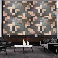 Wall-mounted decorative panel MOROCCAN COMBO COPPERwoodcopperpatchwork