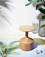 Contemporary stool Pezzo oakwalnutsolid wood base