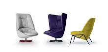 Contemporary armchair LADLEfabricmetalwooden