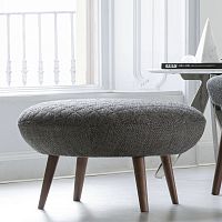 Contemporary pouf HANNAfabricleatherwooden