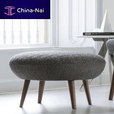 Contemporary pouf HANNAfabricleatherwooden
