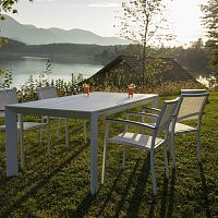 Contemporary chair PETRA outdoorteakaluminium