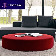 Contemporary ottoman Harry Largefabricleatherround