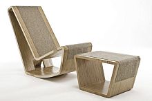 Contemporary fireside chair GOLDILOCKSfeltbirchwith footrest