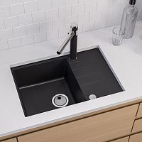 Single-bowl kitchen sink Intermezzo 40with drainboardcompositeundermount