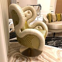 Contemporary armchair ORCHIDsilkleatherwing