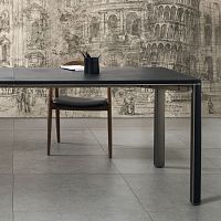 Contemporary table GREGORIO LEATHERleathersteel baserectangular