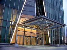 Entrance canopy AZIA CENTREfor commercial buildingsmetalglass