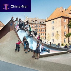 Upright slide GULDBERG SKOLEN COPENHAGENfor playgroundstainless steelmultiple