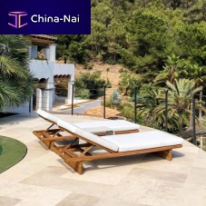 Contemporary sun lounger ZEN fabricteakrope