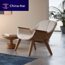 Contemporary armchair FLORIANleatherfabricoak