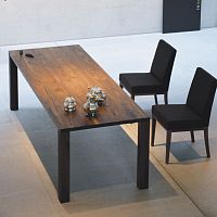 Contemporary table LEOSwood veneerrectangulargarden
