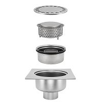 Stainless steel floor drain TOTAL HYGIENIC DIS. 0115for kitchenfor industrial applicationsgrated