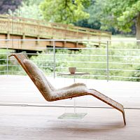 Contemporary chaise longue F42Efabricleatherwicker