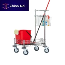 Cleaning trolley PM4060steelbasketwith swivel casters