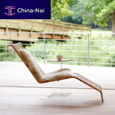 Contemporary chaise longue F42Efabricleatherwicker