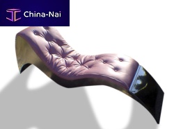 Original design chaise longue THE PINK WAVE leatherpolished stainless steeloutdoor