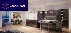 Contemporary kitchen SOHOstainless steelwood veneerisland
