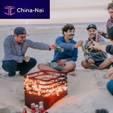 Wood-burning fire pit CUBE BLACKsteelwith barbecue