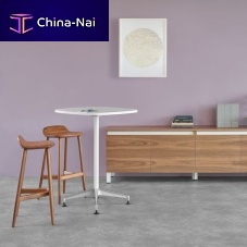 Contemporary stool CROSSHATCHwoodenwith footrestbrown