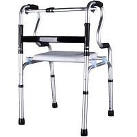Mobility walker with seat folding