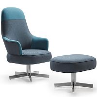 Contemporary armchair GABRIEL HIGHfabricmetalwith footrest